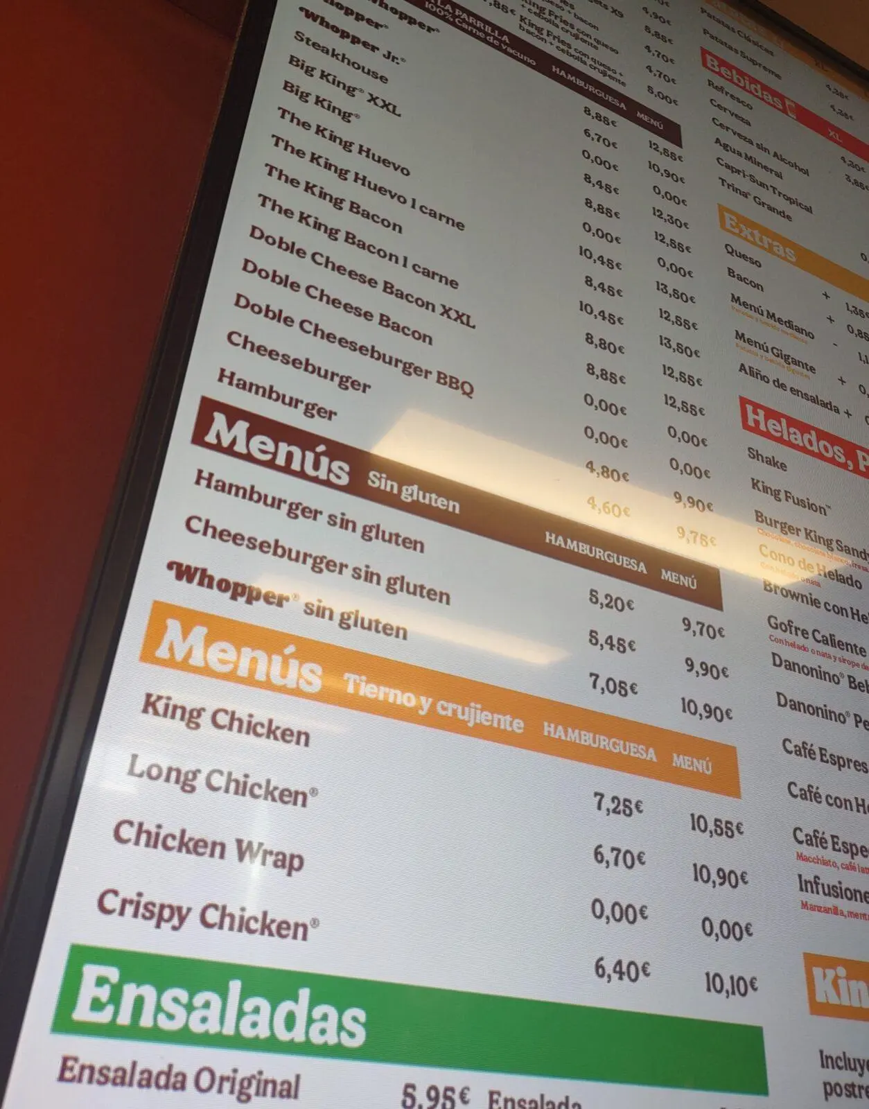 menu burger king